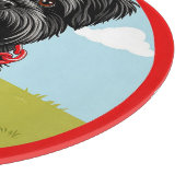 漫画スタイルの赤い襟の可愛い黒犬 カッティングボード (角)