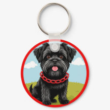 漫画スタイルの赤い襟の可愛い黒犬