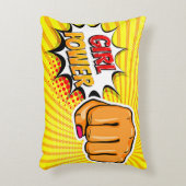 漫画スタイルアポップ・アートのートレトロイエローガールパワー アクセントクッション (正面(垂直))