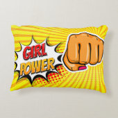 漫画スタイルアポップ・アートのートレトロイエローガールパワー アクセントクッション (裏面)