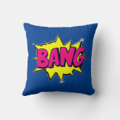 漫画スタイルアポップ・アートのートレトロイエローピンクブルーバン クッション (裏面)