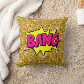 漫画スタイルアポップ・アートのートレトロイエローピンク金ゴールドバン クッション (ブランケット)