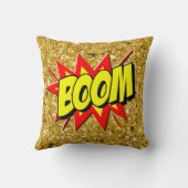 漫画スタイルアポップ・アートのートレトロイエローレッドイエローブーム クッション (裏面)