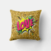 漫画スタイルアポップ・アートのートレトロスターズイエローピンクラブ クッション (裏面)