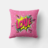 漫画スタイルアポップ・アートのートレトロスターズイエローピンクラブ クッション (裏面)