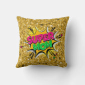 漫画スタイルアポップ・アートのートレトロスターズピンクすごいムママザース クッション (裏面)