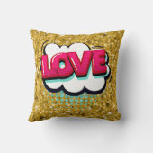 漫画スタイルアポップ・アートのートレトロスターズピンクラブ文字Thr クッション (裏面)