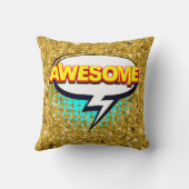 漫画スタイルアポップ・アートのートレトロスターズピンク素晴らし文字 クッション (裏面)