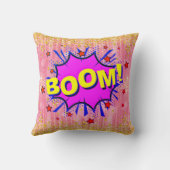 漫画スタイルアポップ・アートのートレトロピンクイエローパープルブーム クッション (裏面)