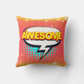 漫画スタイルアポップ・アートのートレトロピンク素晴らし文字スロー クッション (裏面)