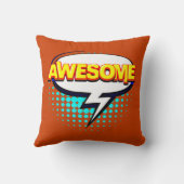 漫画スタイルアポップ・アートのートレトロピンク素晴らし文字 クッション (裏面)