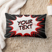 漫画スタイルアポップ・アートのートレトロブラックグレーレッドあなたのテキスト ランバークッション (ブランケット)
