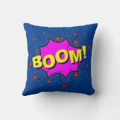 漫画スタイルアポップ・アートのートレトロブルーイエローパープルブーム クッション (裏面)