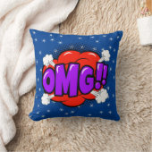 漫画スタイルアポップ・アートのートレトロブルーレッドパープルOMG クッション (ブランケット)