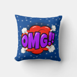 漫画スタイルアポップ・アートのートレトロブルーレッドパープルOMG クッション