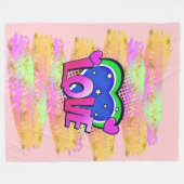 漫画スタイルアポップ・アートのートレトロムーヴグリーンラブレインボー フリースブランケット (正面(横))