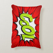 漫画スタイルアポップ・アートのートレトロレッドホワイトグリーンクール アクセントクッション (裏面(縦))