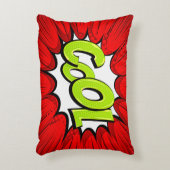漫画スタイルアポップ・アートのートレトロレッドホワイトグリーンクール アクセントクッション (正面(垂直))