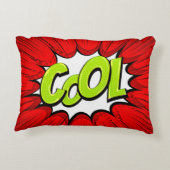 漫画スタイルアポップ・アートのートレトロレッドホワイトグリーンクール アクセントクッション (裏面)