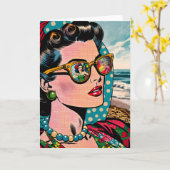 漫画スタイルアート |女性ウォッチングフラダンサー空白の カード (黄色い花)