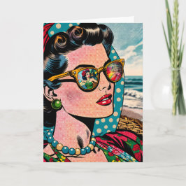 漫画スタイルアート |女性ウォッチングフラダンサー空白の カード