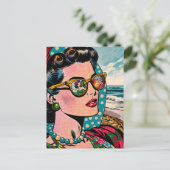 漫画スタイルアート |女性ウォッチングフラダンサー空白の ポストカード (スタンド正面)