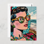 漫画スタイルアート |女性ウォッチングフラダンサー空白の ポストカード (正面/裏面)