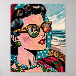 漫画スタイルアート |女性ウォッチングフラダンサー ポスター