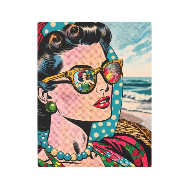 漫画スタイルアート |女性ウォッチングフラダンサー メタルプリント (正面)