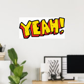 漫画スタイルイエー文字グラフィックはっきりしたイン黄 ポスター (ホームオフィス)