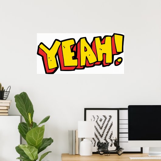 漫画スタイルイエー文字グラフィックはっきりしたイン黄 ポスター (ホームオフィス)