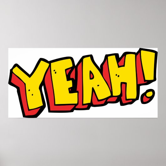 漫画スタイルイエー文字グラフィックはっきりしたイン黄 ポスター (正面)