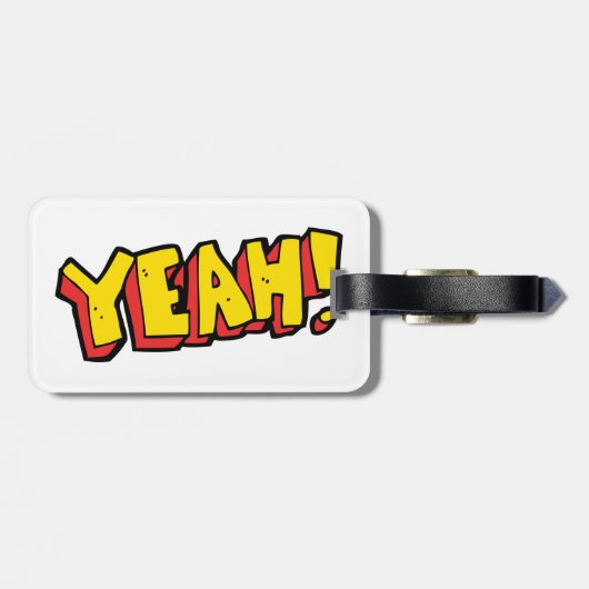 漫画スタイルイエー文字グラフィックはっきりしたイン黄 ラゲッジタグ (裏面横)