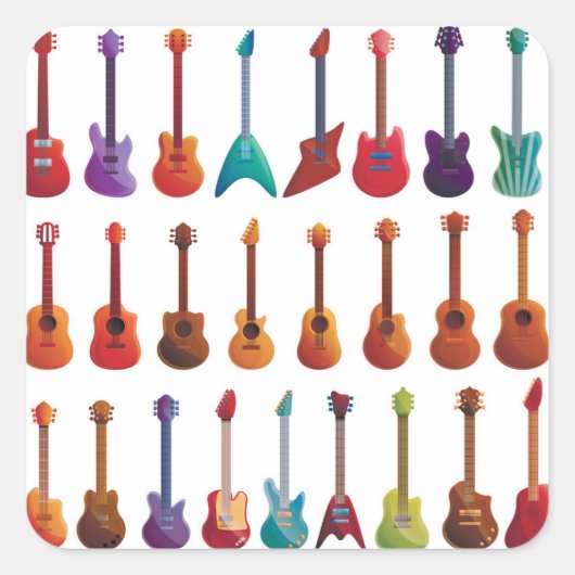 漫画スタイルギター スクエアシール (正面)