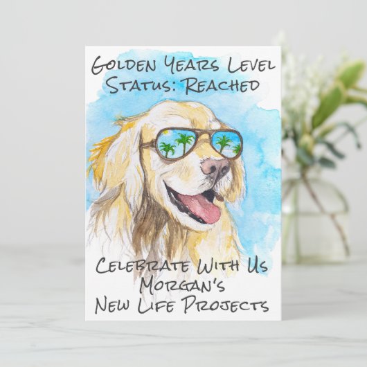 漫画スタイルゴールデンイヤーズおもしろい退職パーティー 招待状 (スタンド正面)