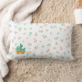 漫画スタイルサボテン数々のカラー水玉模様 ランバークッション (ブランケット)