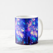 漫画スタイルシティスカイライン&ミルキーウェイナイトスカイ コーヒーマグカップ (正面右)