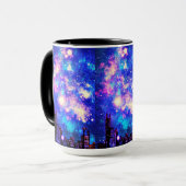 漫画スタイルシティスカイライン&ミルキーウェイナイトスカイ マグカップ (正面左)