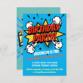 漫画スタイルスプラッシュ誕生日の招待状 招待状 (正面/裏面)