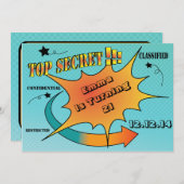 漫画スタイルトップシークレットサプライズ 招待状 (正面/裏面)