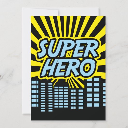 漫画スタイルヒーロー誕生日招待状 招待状 (裏面)