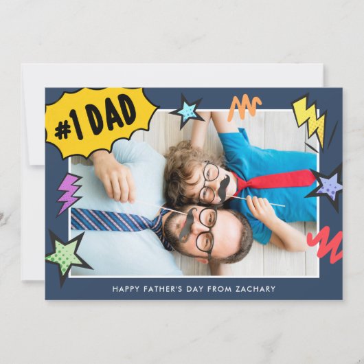 漫画スタイルフォトファザーズデイカード 招待状 (正面)