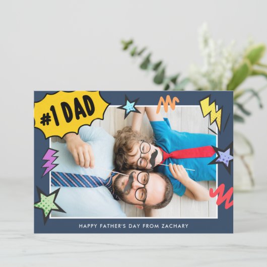 漫画スタイルフォトファザーズデイカード 招待状 (スタンド正面)