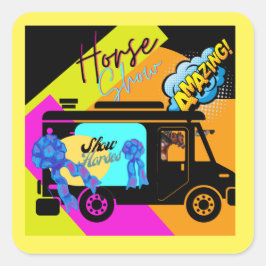 漫画スタイルホースショースクエアステッカー スクエアシール