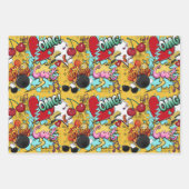 漫画スタイルポップ・アートのアートガールズ ラッピングペーパーシート (正面2)