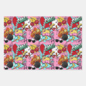 漫画スタイルポップ・アートのアートガールズ ラッピングペーパーシート (正面)