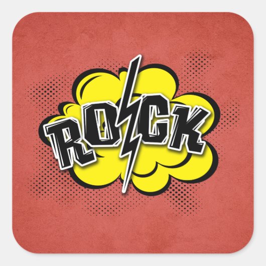 漫画スタイル岩イラストレーション スクエアシール (正面)