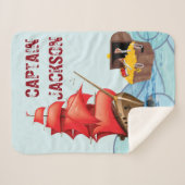 漫画スタイル海賊ボートストライプズ シェルパブランケット (正面(横))