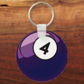 漫画スタイル番号4ビリヤード球 キーホルダー (正面)