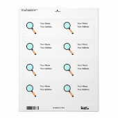 漫画スタイル虫眼鏡 ラベル (フルシート)